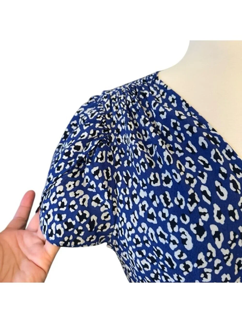 NWT Free People | Women's Blue White Animal Leopard Print Wrap Maxi Dress Size M